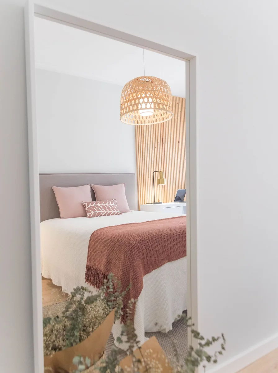 Bed with a new upholstered headboard