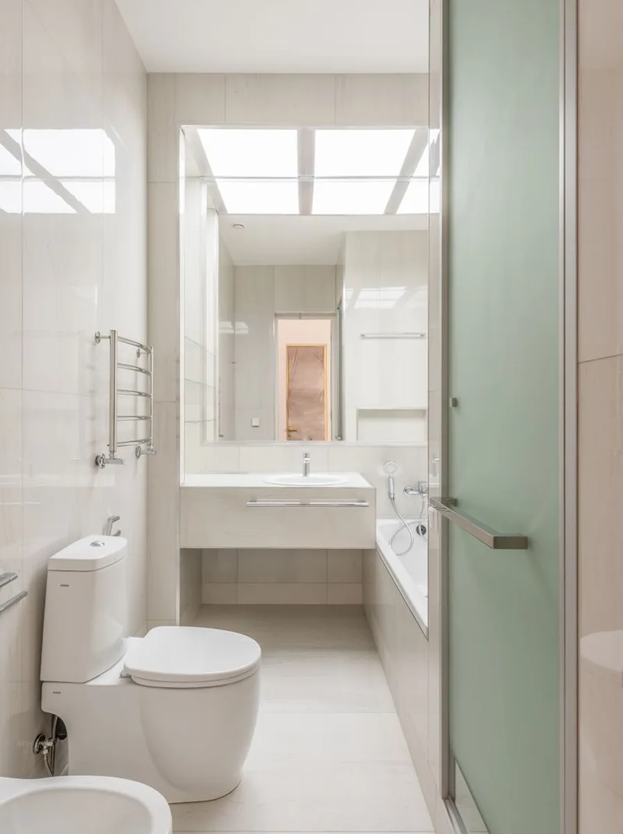 Shelves mounted above toilet with baskets and decor
