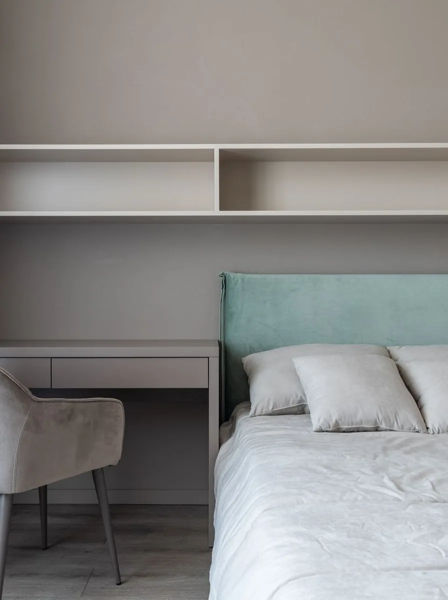 Bedroom with fresh mint green walls