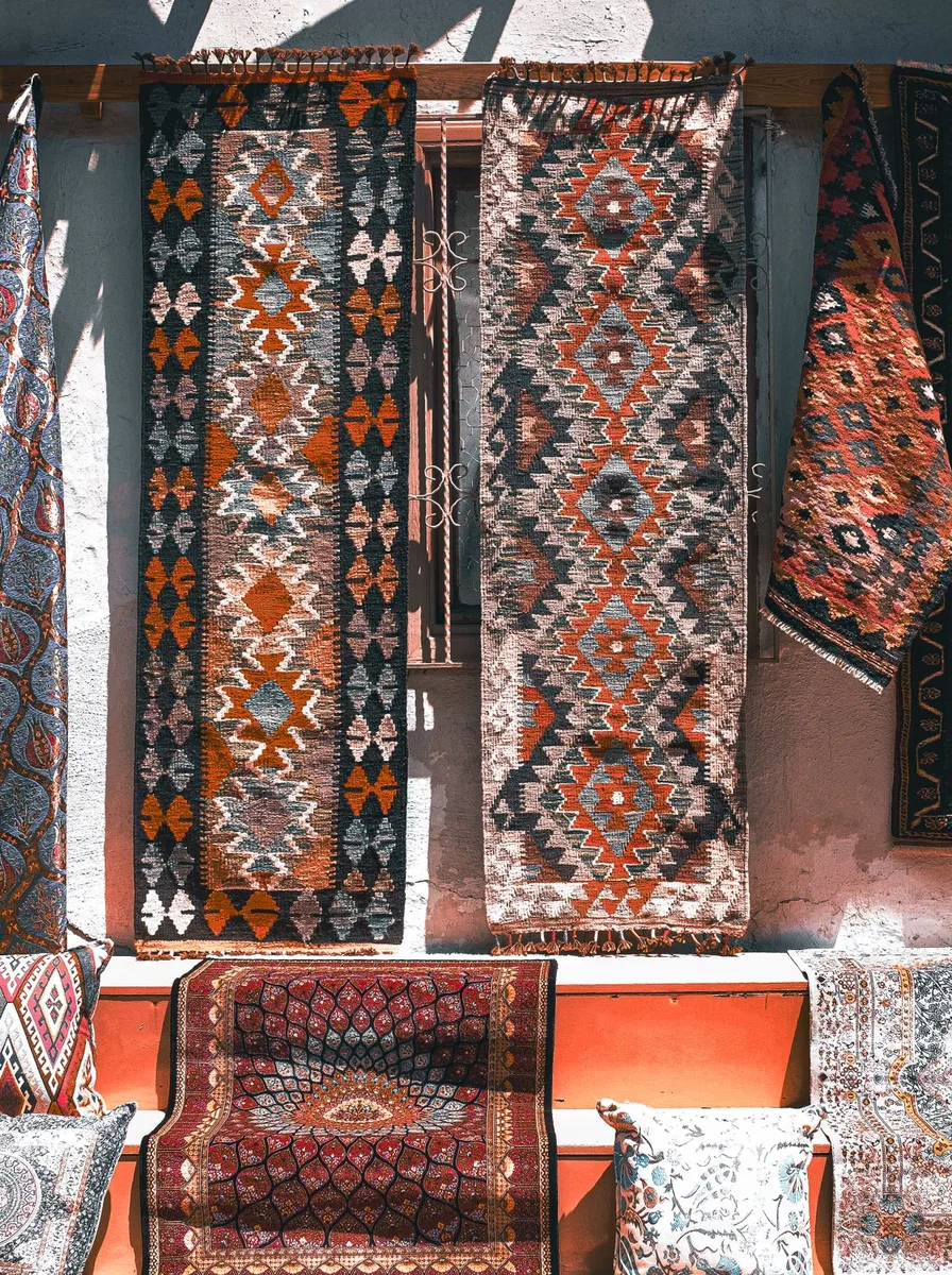 Vintage textile art, boho wall idea