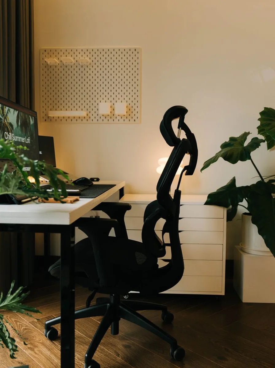 Cozy home office with a comfortable desk chair