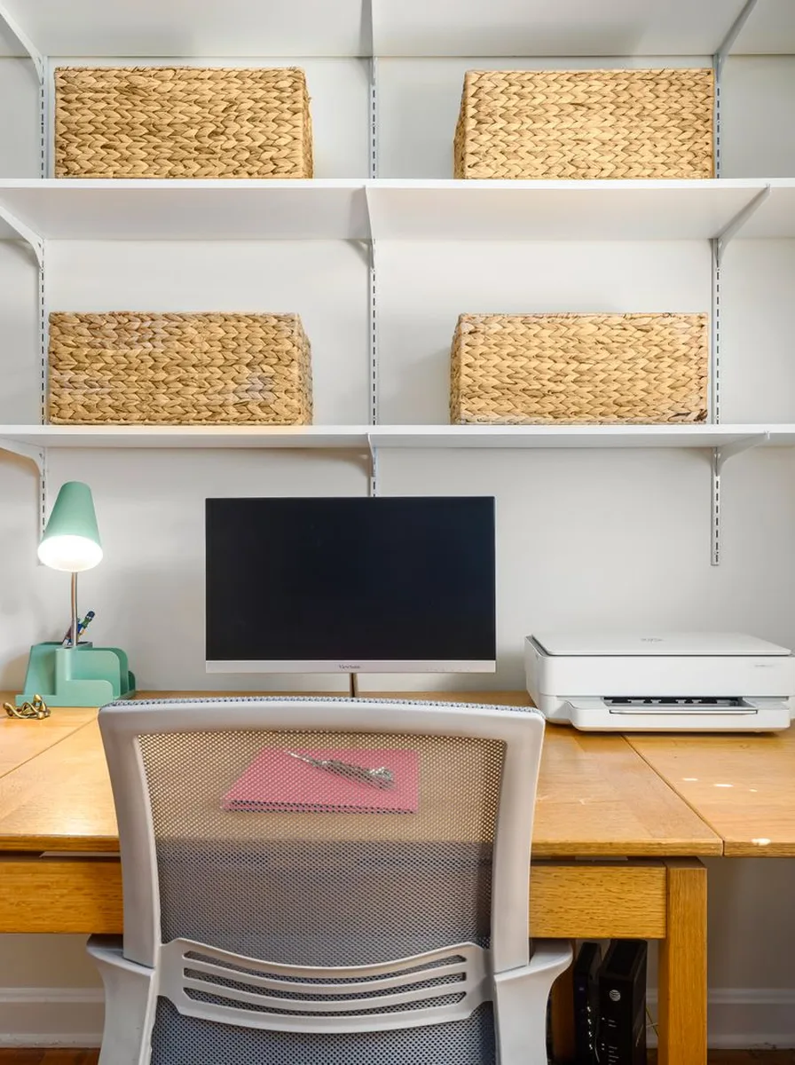 Desk chair in a small home office corner