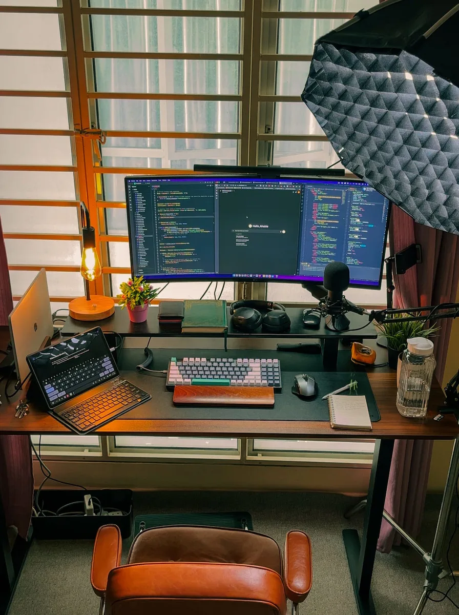 Office chair beside a desk with a laptop