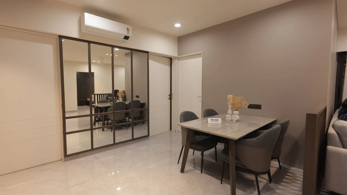 Dining room with perfectly chosen wall art elevating the space