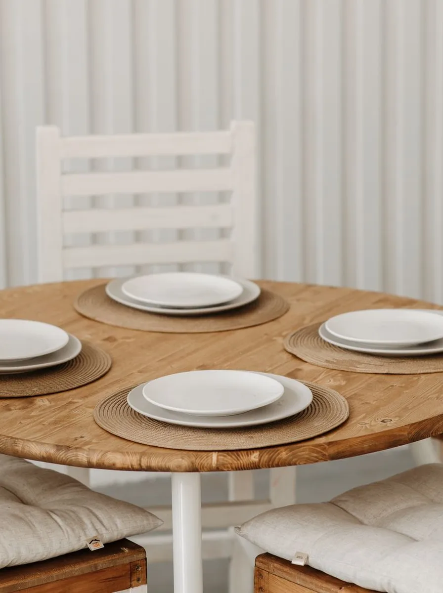 Restrained minimalist dinner table with generous empty space