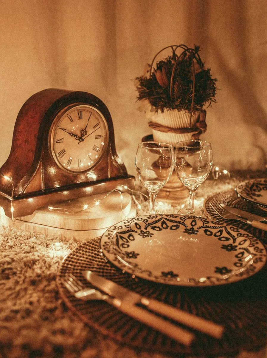 Clean uncluttered dinner table styled simply without clutter
