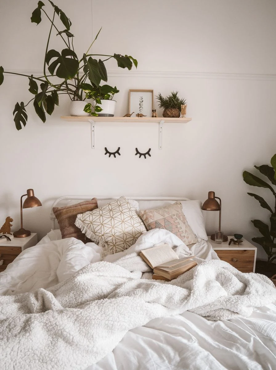 Floating Bed with Built-In Nightstands