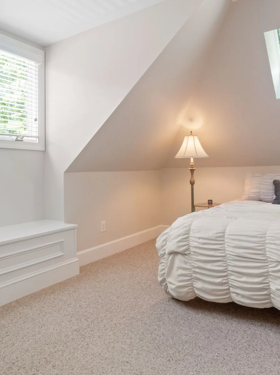 Crisp white hotel-style bedding