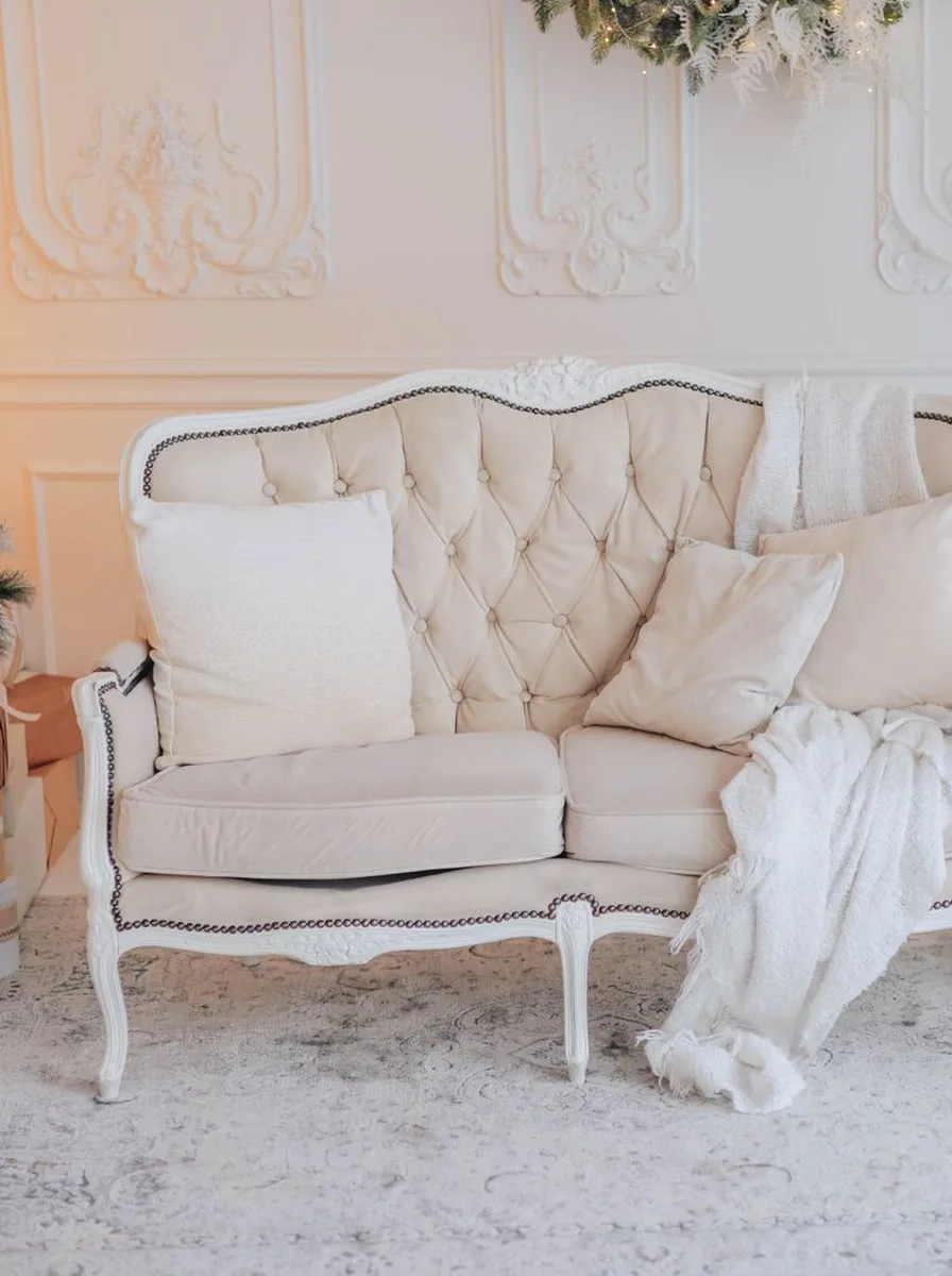 Dreamy Christmas bedroom details with candles and delicate ornaments