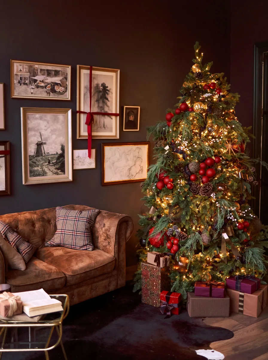 Peaceful Christmas bedroom morning with soft winter light