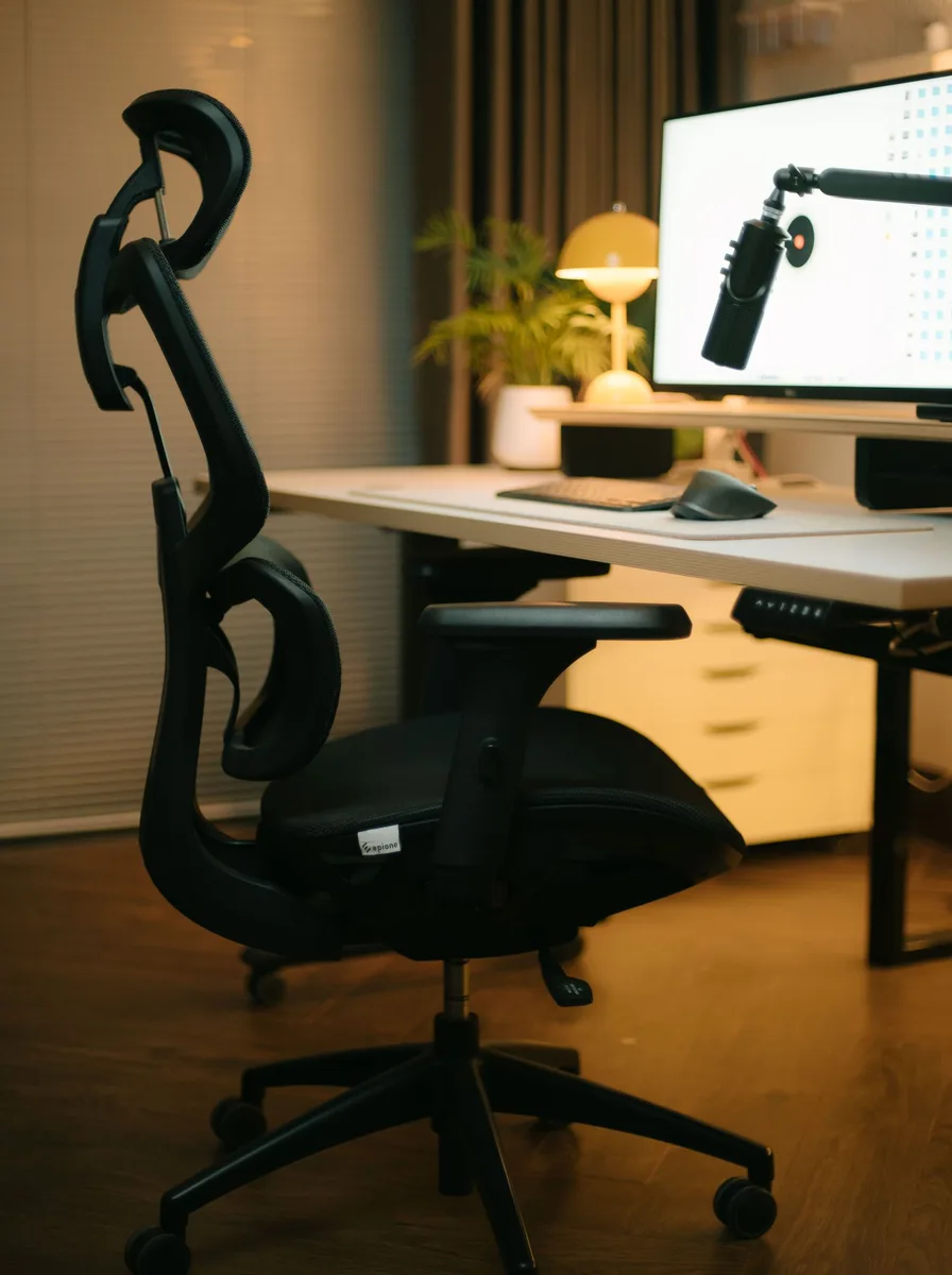 Person working comfortably from home in a supportive office chair