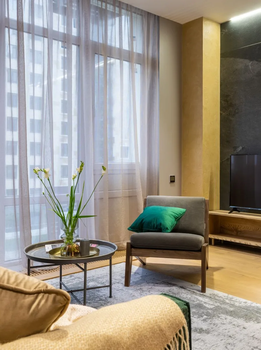 Contemporary living room with clean-lined modern furniture