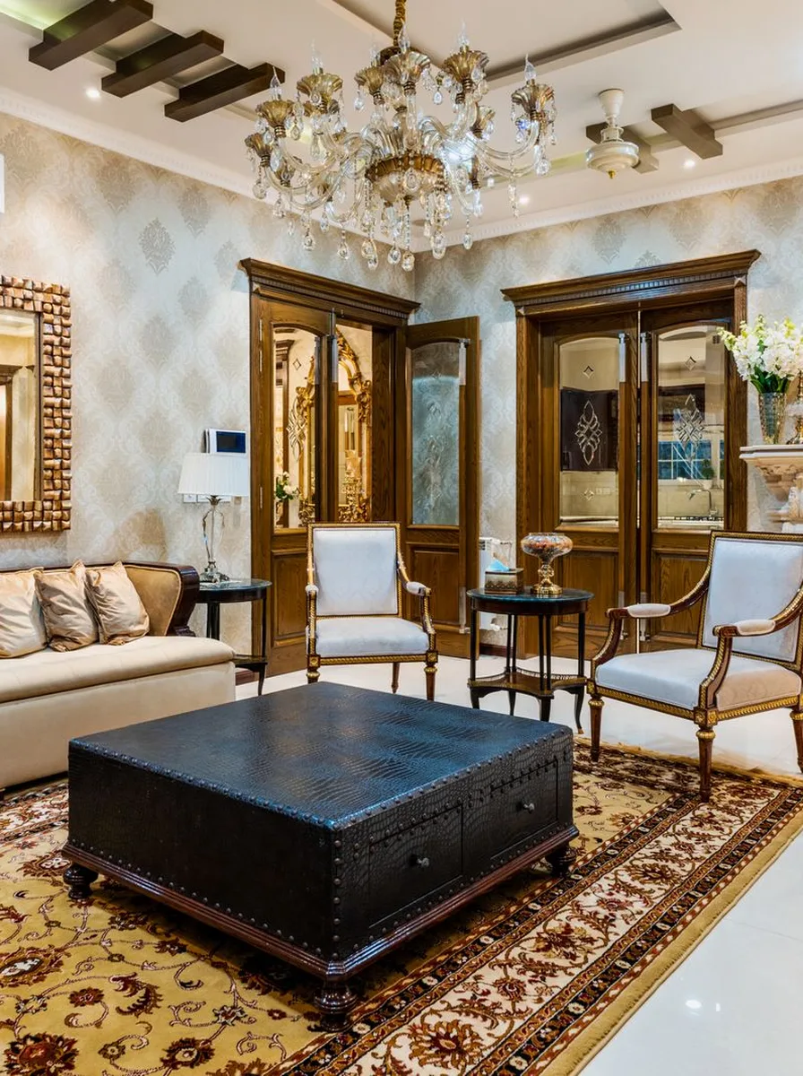 Understated luxury living room with restrained elegant styling