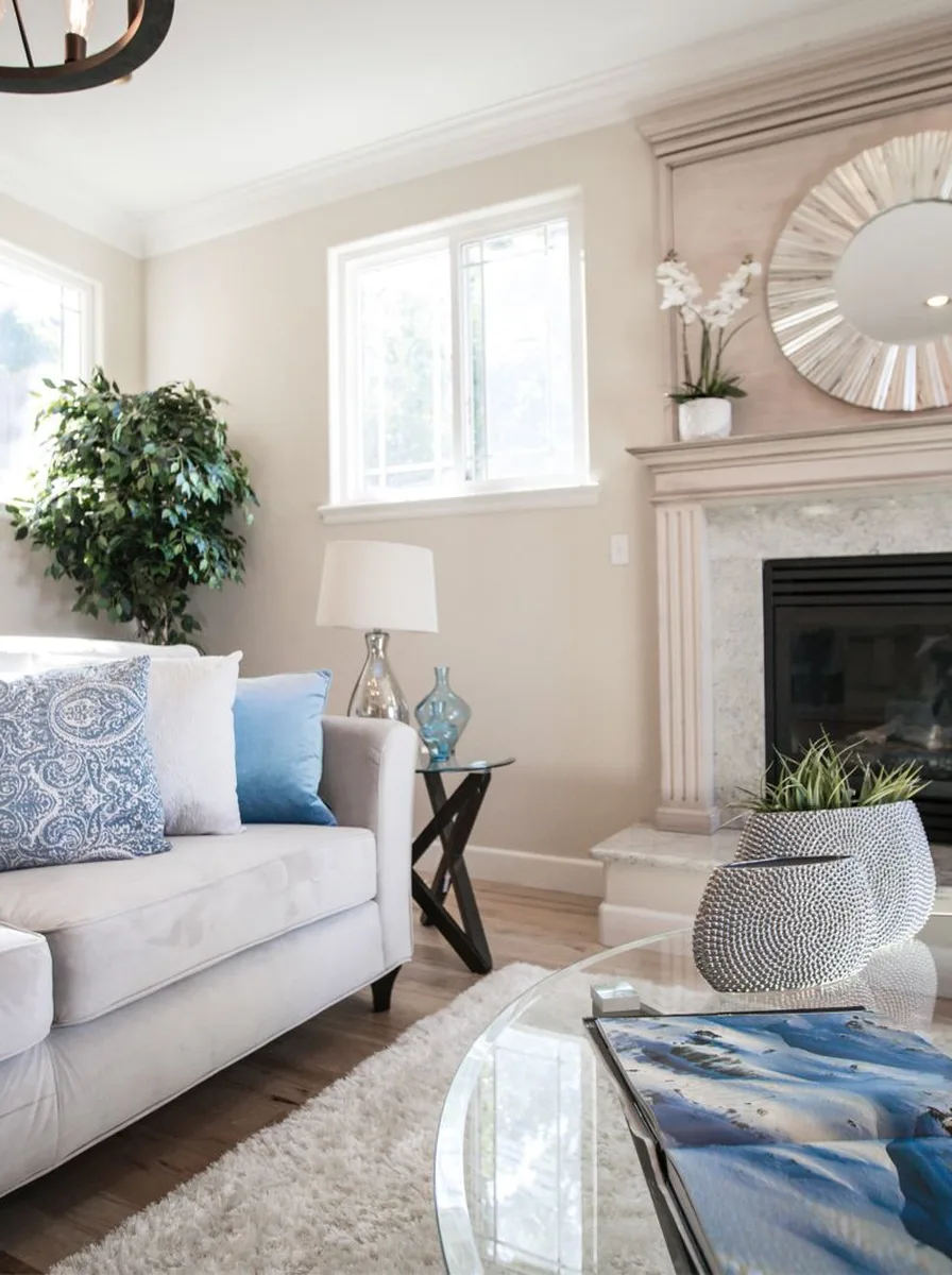 Luxury living room with an edited sophisticated neutral color palette