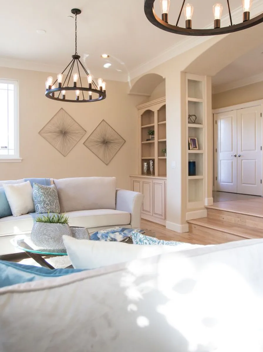 Luxury living room with generous white space and minimal refined styling