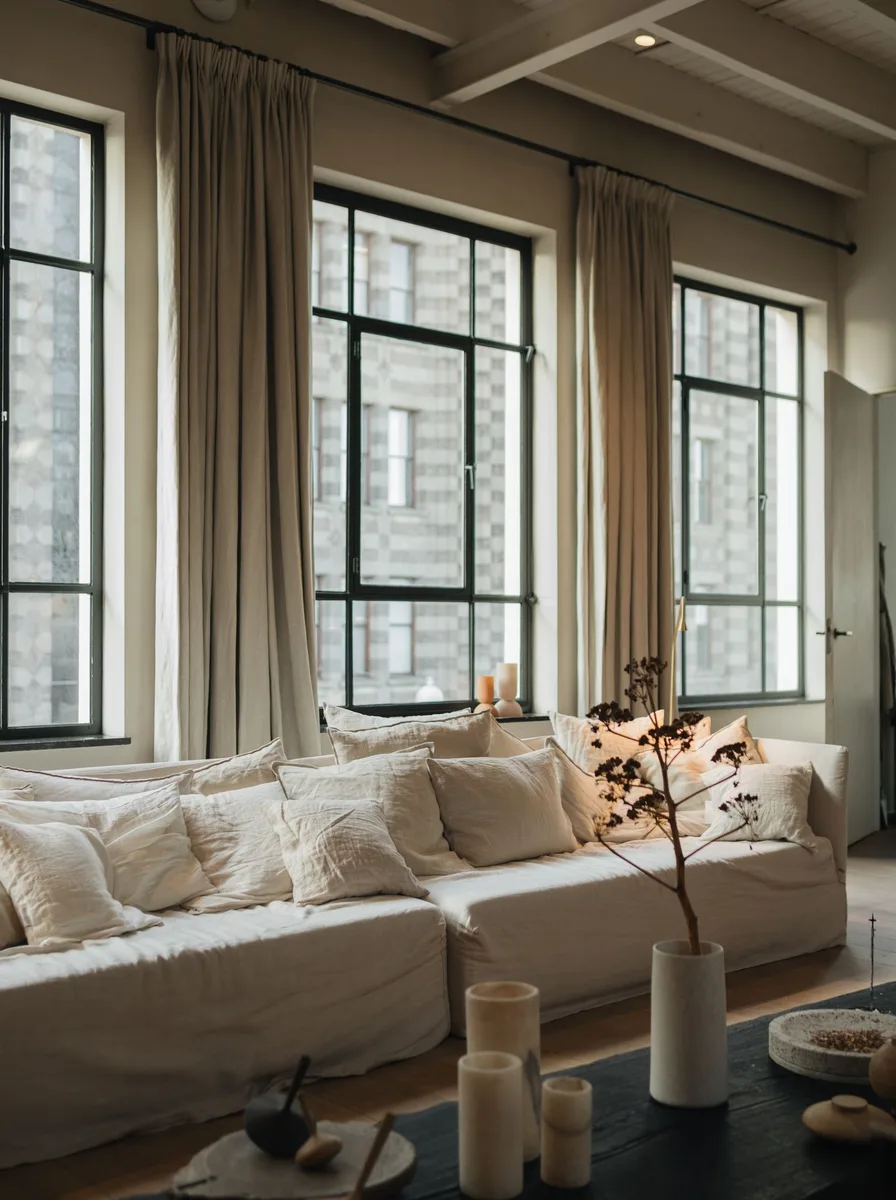 Minimalist luxury living room with ruthlessly edited decor