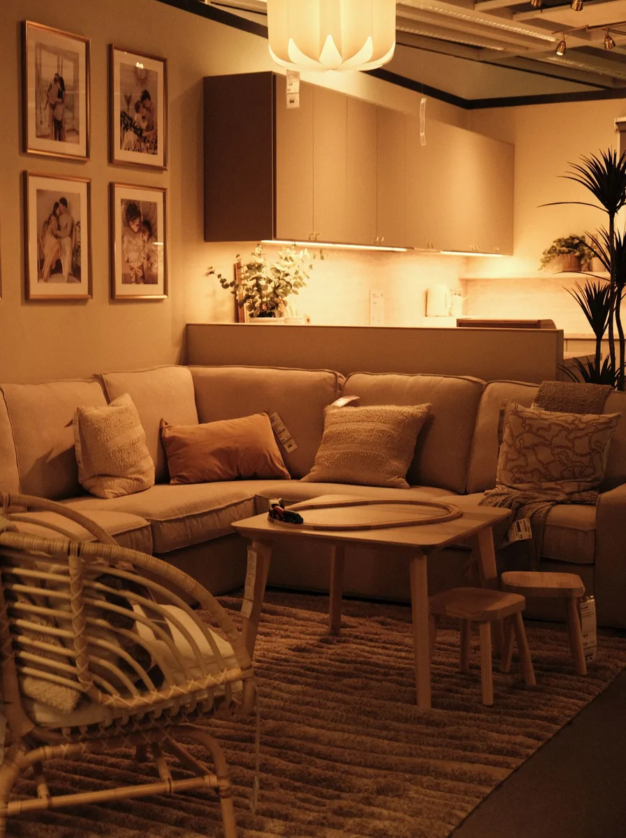 Luxury living room with matching table lamps creating perfect symmetry