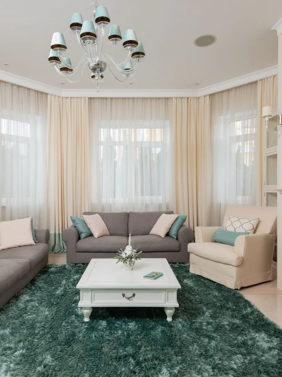 Minimalist living room with a nearly empty coffee table