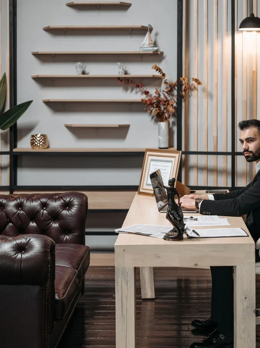 Elegant leather office chair in a classic study