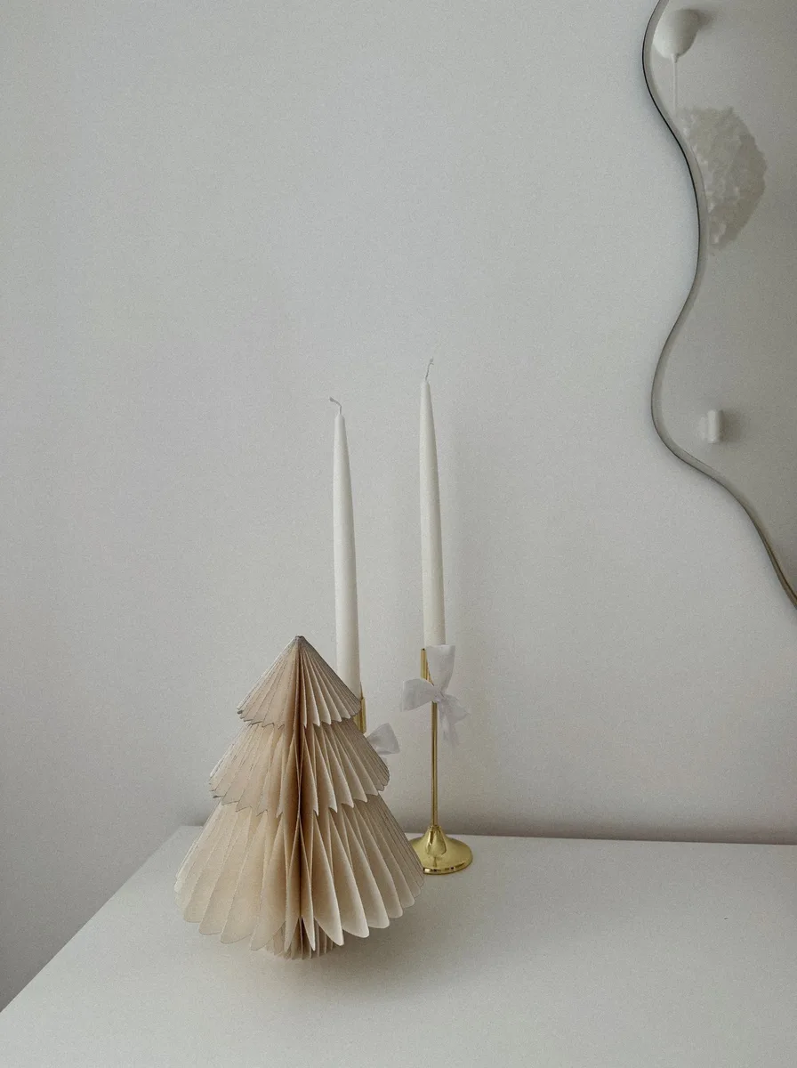 Paper Christmas trees with white candles