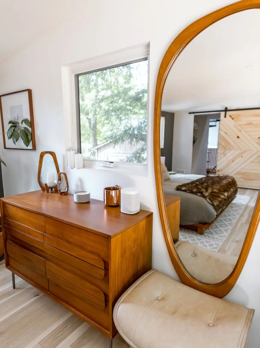 Small living room with round glass-top coffee table