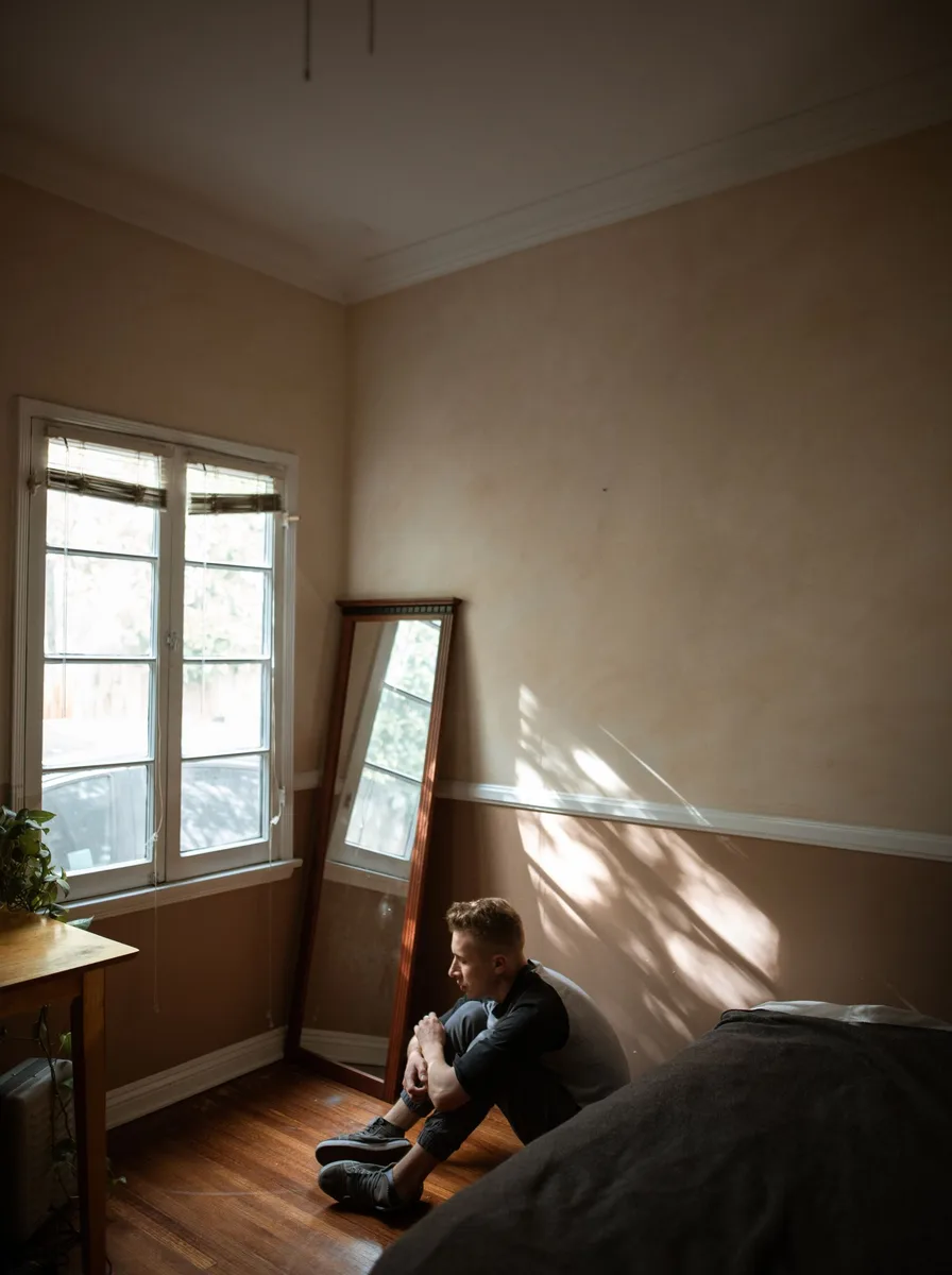 Minimal small bedroom corner left deliberately empty and calm