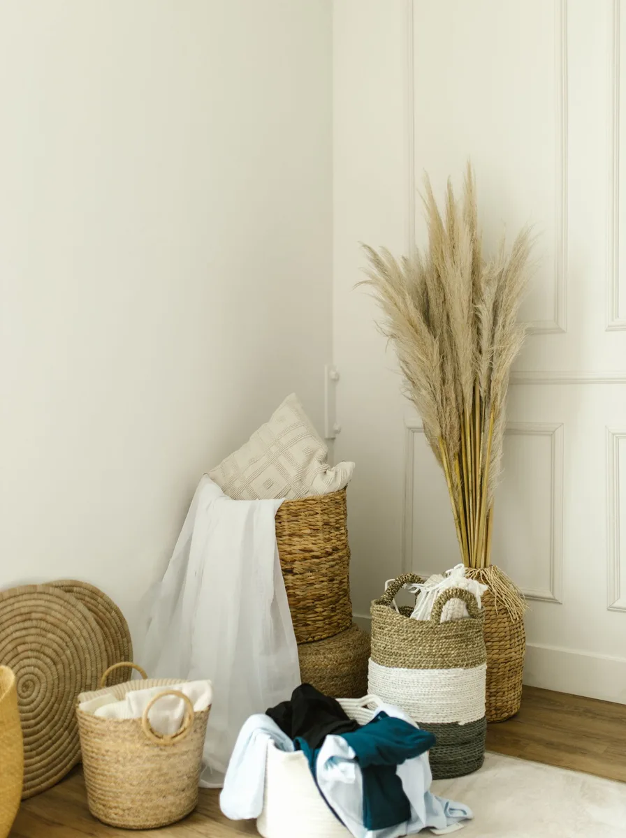 Closet with double hanging rods for organized clothes